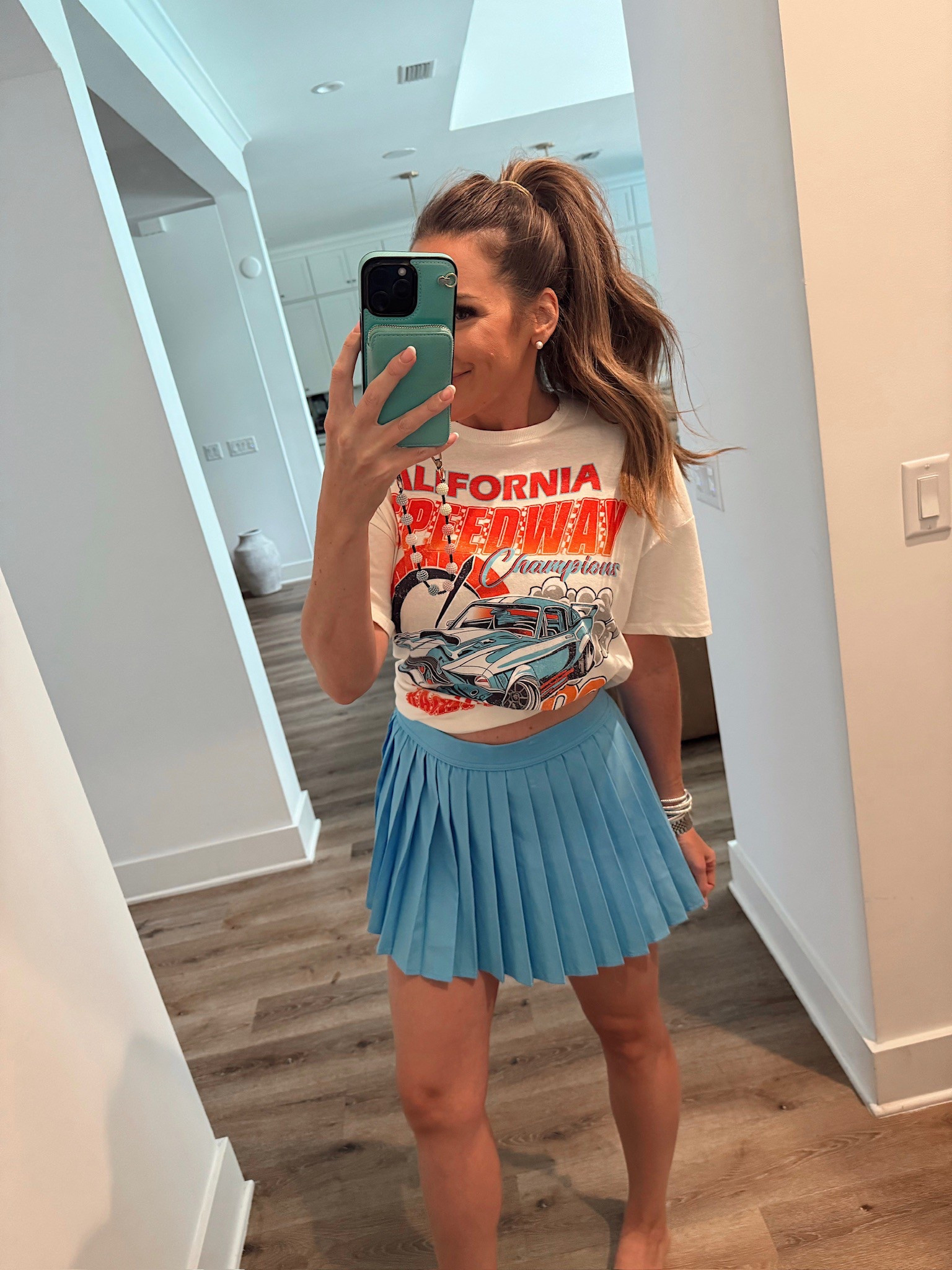 In a medium graphic tee and medium pleated active skort from Walmart - fits tts.

#LTKSeasonal #LTKFindsUnder50 #LTKStyleTip