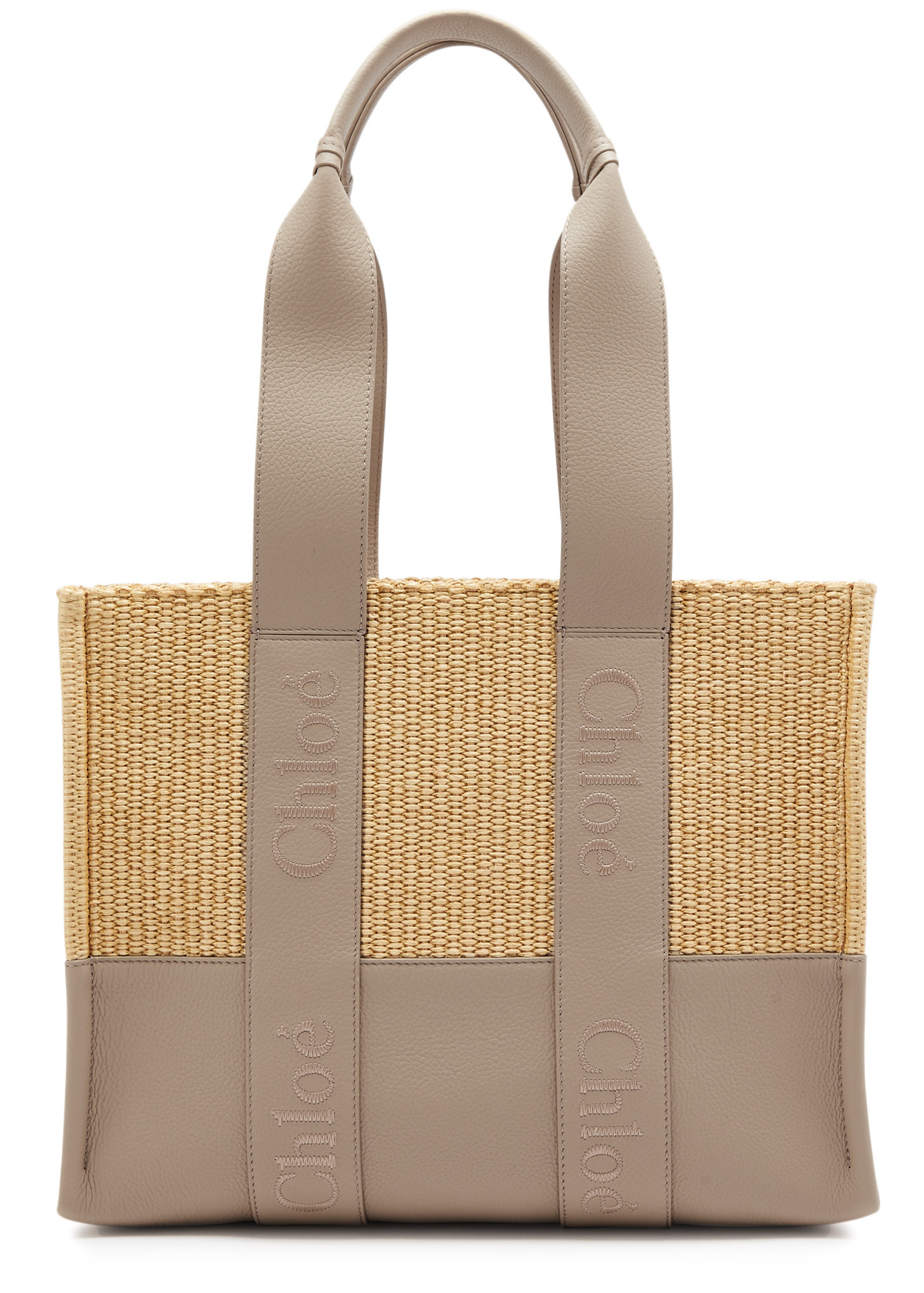 Woody leather and raffia tote | Harvey Nichols
