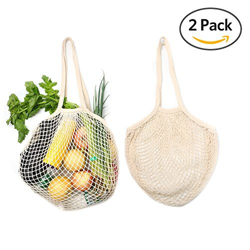HoRiMe 2Pcs Reusable Grocery Bags Reusable Shopping Bags Organic Cotton String Mesh Grocery Shopping | Amazon (US)