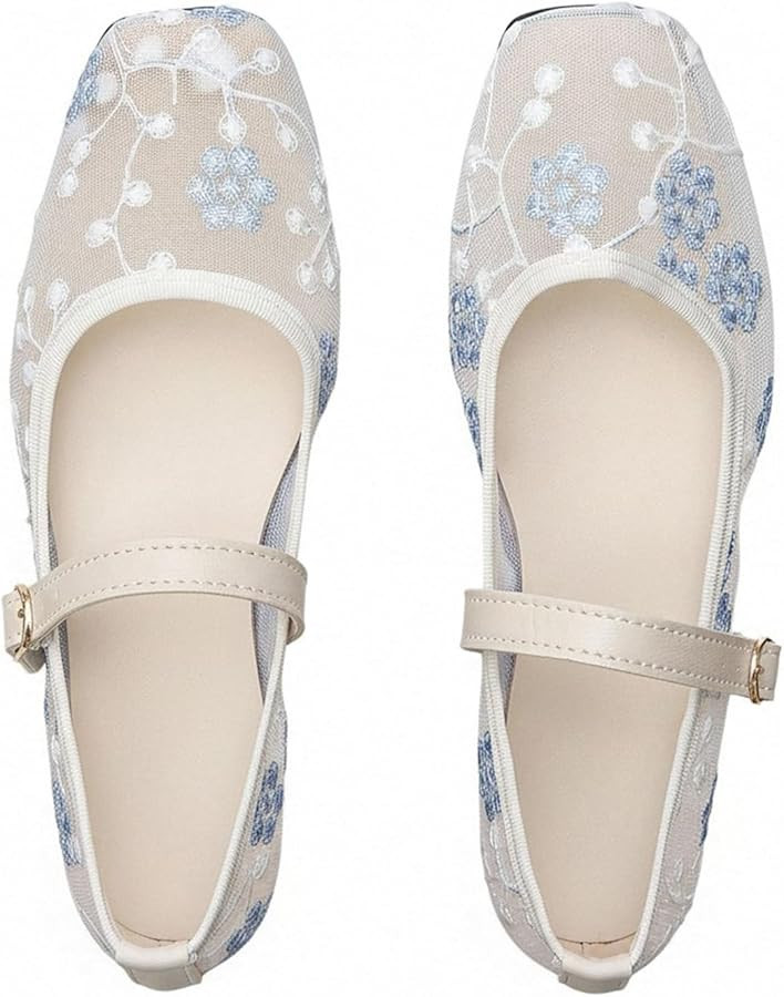 BEAUDRM Women's Polka Dots Mesh Ballet Flats Cute Lace Ballerina Flats | Amazon (US)