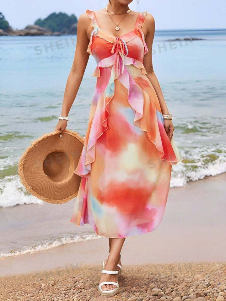 SHEIN VCAY Holiday Woven Jumpsuit Dress For Women | SHEIN