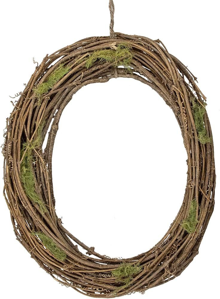 Northlight Natural Grapevine and Twig Oval Spring Wreath with Moss, 15.5-Inch, Unlit | Amazon (US)