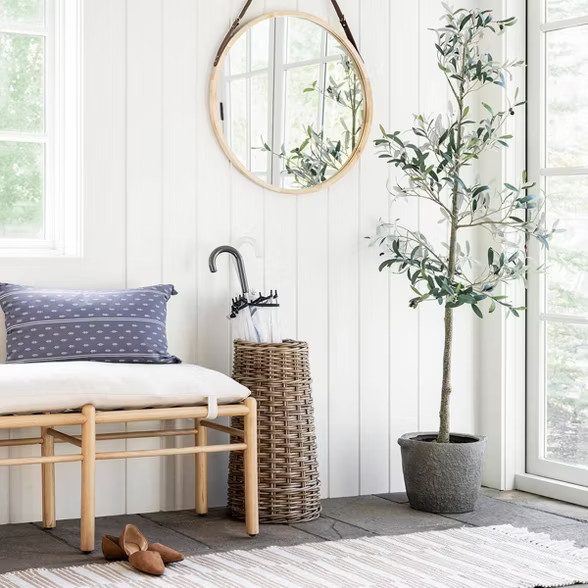 Emery Wood and Upholstered Bench with Straps Natural - Threshold™ designed with Studio McGee | Target