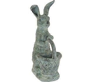 Indoor/Outdoor Bunny with Basket Planter by Valerie | QVC