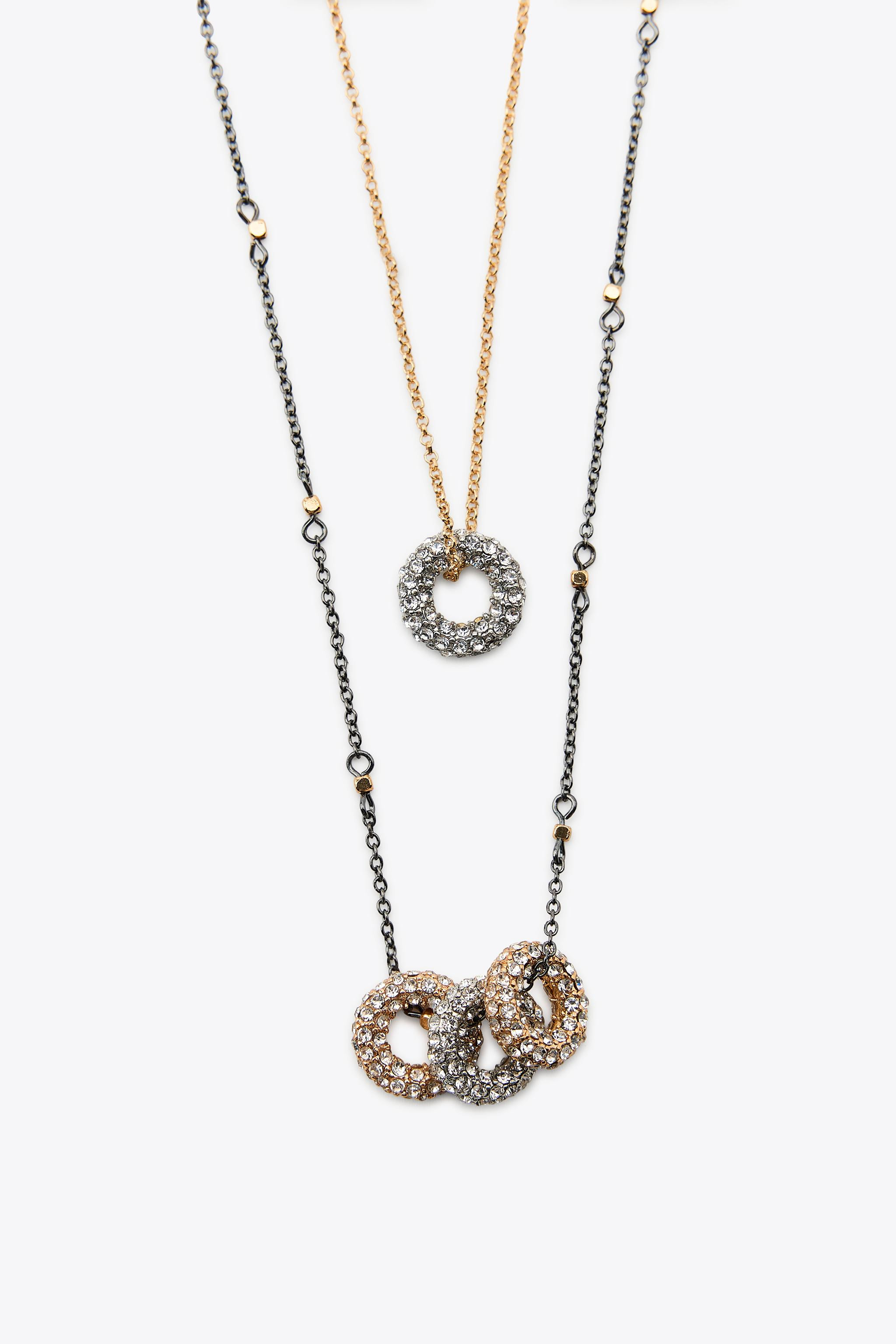 PACK OF 2 COMBINED GLITTER NECKLACES | Zara UK