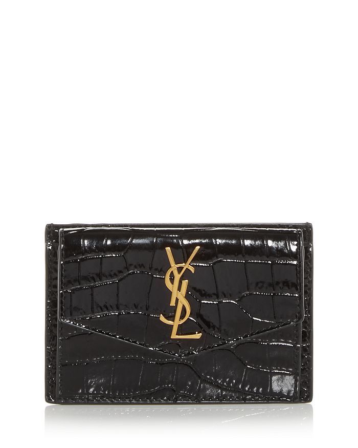 Uptown Croc Embossed Patent Leather Card Case | Bloomingdale's (US)