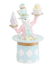 Bunny In Tophat Holding Cakes Decor | TJ Maxx