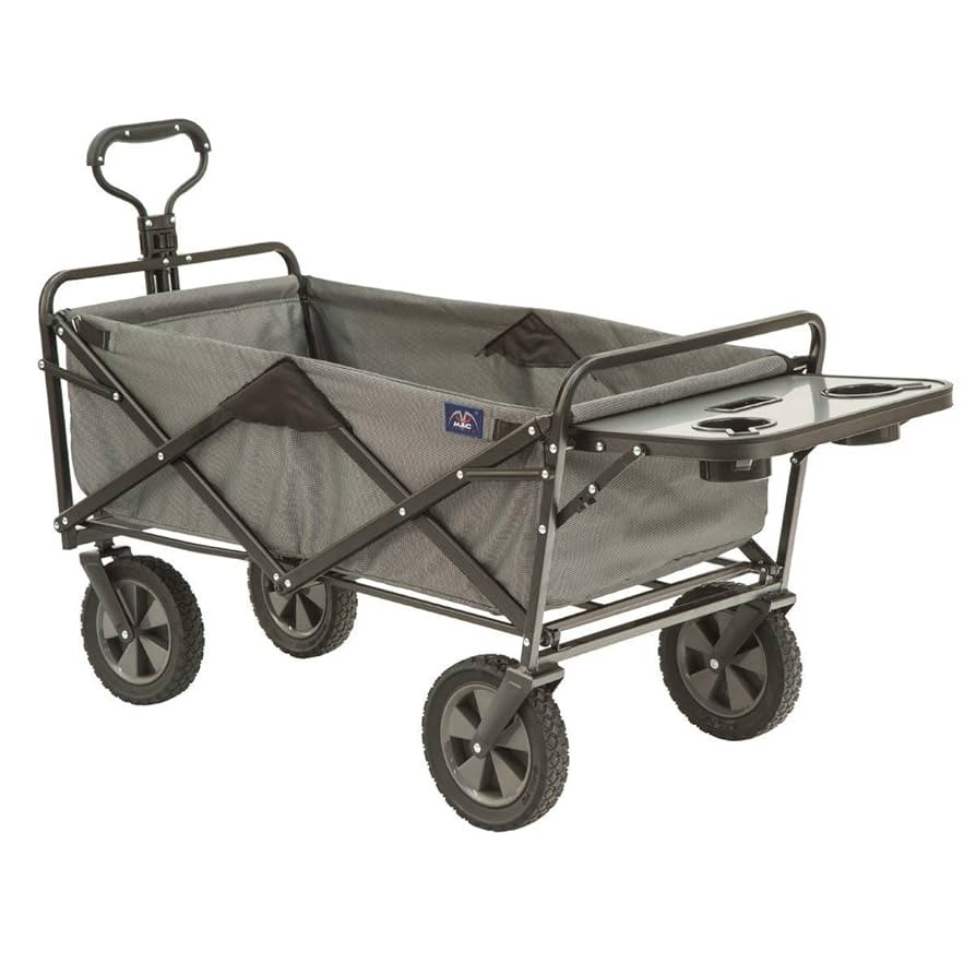 Mac Sports Collapsible Outdoor Utility Wagon with Folding Table and Drink Holders, Gray | Amazon (US)