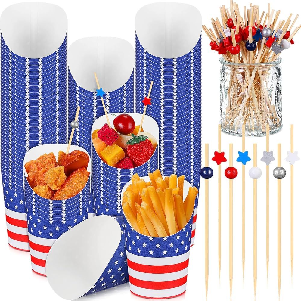 Tiangrid 100 Sets 4th of July Charcuterie Cups with Cocktail Picks 12 oz Patriotic American Flag ... | Amazon (US)