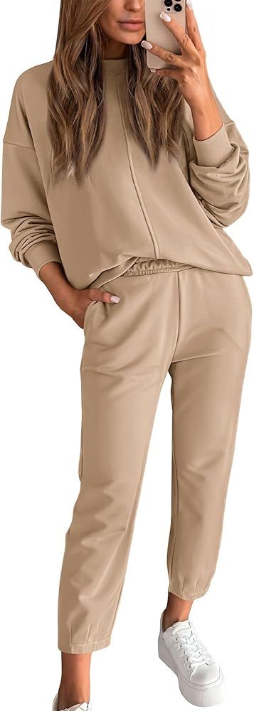 BTFBM 2023 Women 2 Piece Outfits Long Sleeve Pullover Jogger Pants Lounge Sets Fall Winter Sweatsuit | Amazon (US)