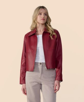 Furniq UK Women's Classic Leather Jacket, Created for Macy's - Macy's | Macy's