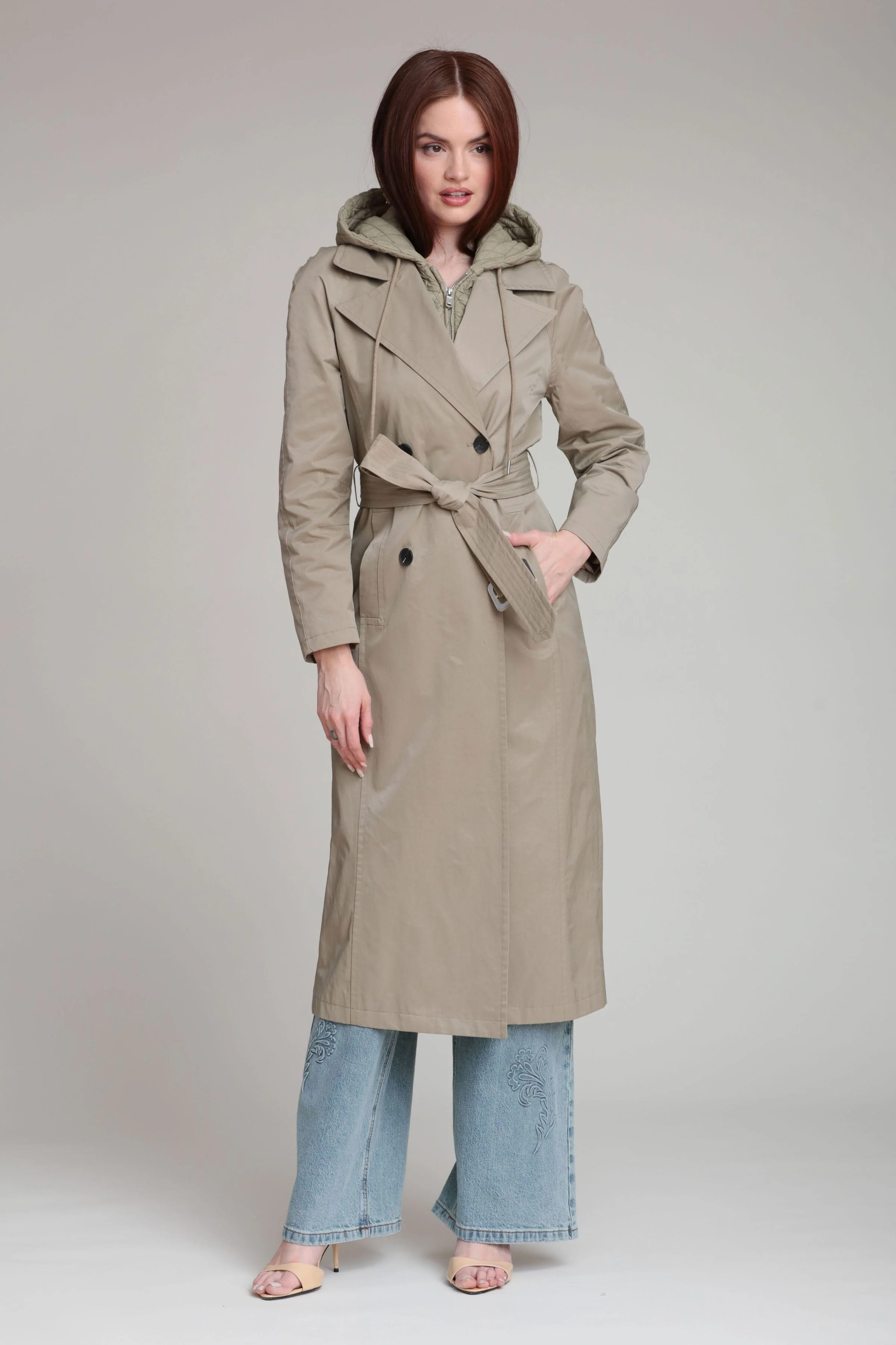 Quilted Hoodie Cotton Nylon Trench Coat | Avec Les Filles
