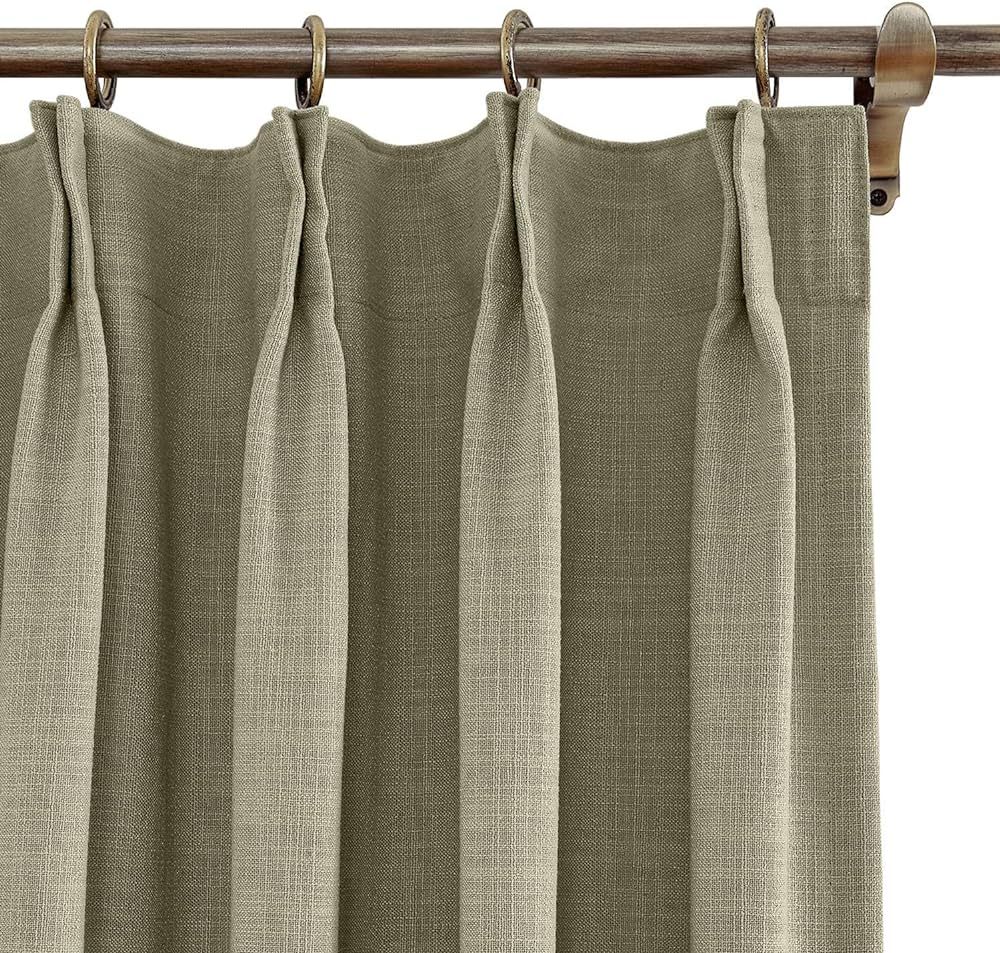 ChadMade 72" W x 96" L Polyester Linen Drape with Blackout Lining Pinch Pleat Curtain Taupe Grey ... | Amazon (US)