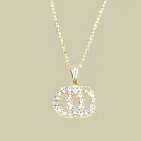 Simple designer necklaces for women pendant necklace trendy rhinestone plated silver jewelry doub... | DHGate