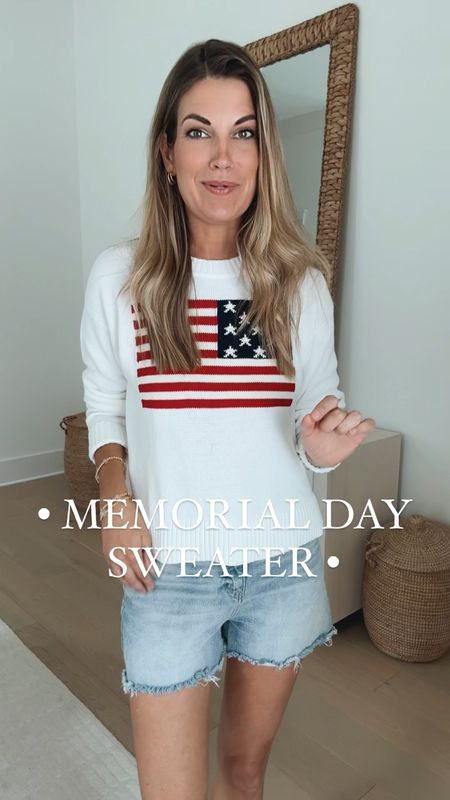 Memorial Day outfit idea.  Wearing xs tall in the old navy sweater.  Linking another save and a splurge that look very similar. I sized up one in the shorts.  

#LTKOver40 #LTKSeasonal #LTKFindsUnder50