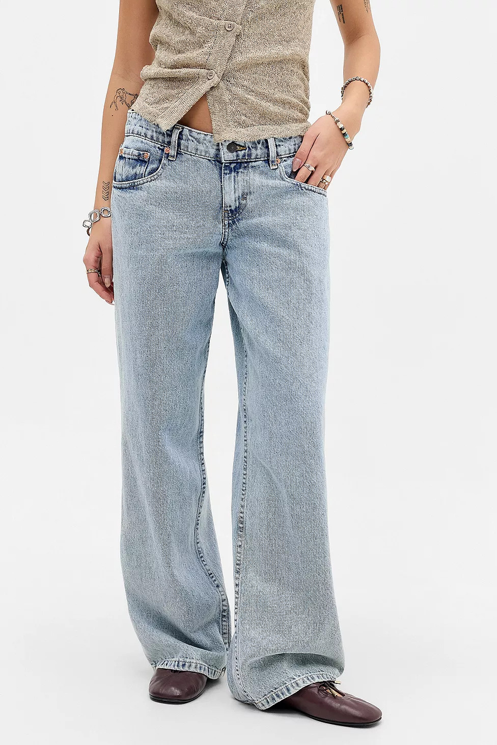 Motel Low Rise Parallel Wide Leg Jeans | Urban Outfitters UK