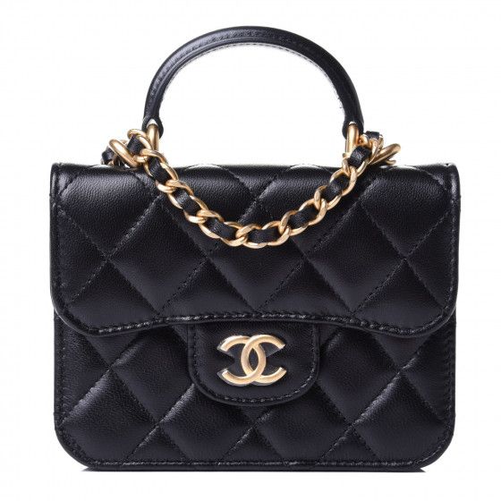 CHANEL Lambskin Quilted Flap Coin Purse With Chain Black | Fashionphile