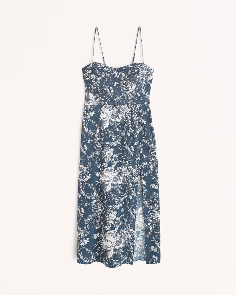 Luxe Crepe High-Slit Midi Dress | Abercrombie & Fitch (US)