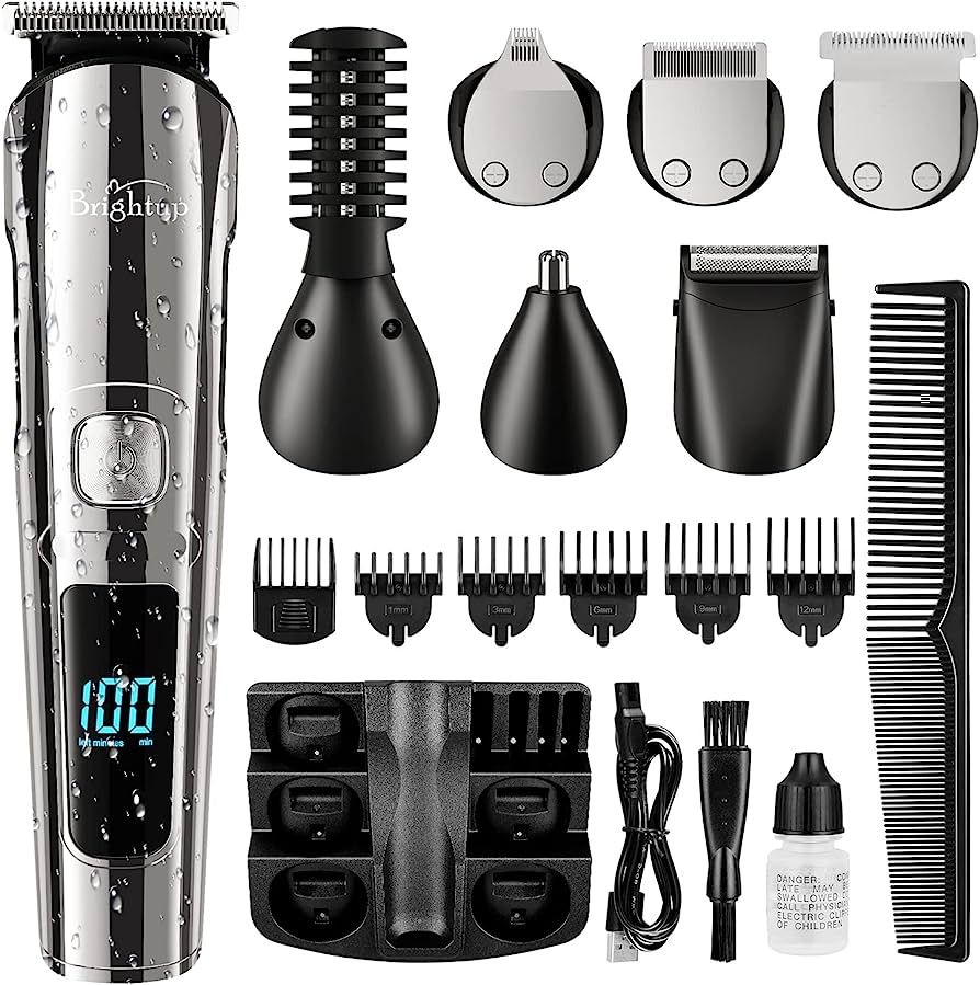 Brightup Beard Trimmer for Men - 19 Piece Beard Trimming Kit with Hair Clippers, Electric Razor -... | Amazon (US)
