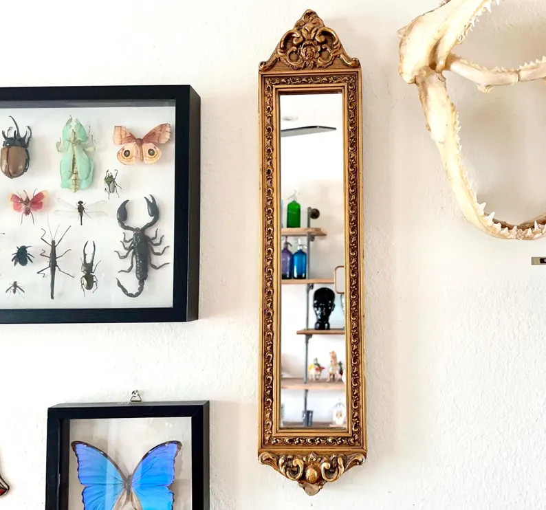 Vintage Ornate Narrow Gold Wall Mirror - Etsy | Etsy (Global)