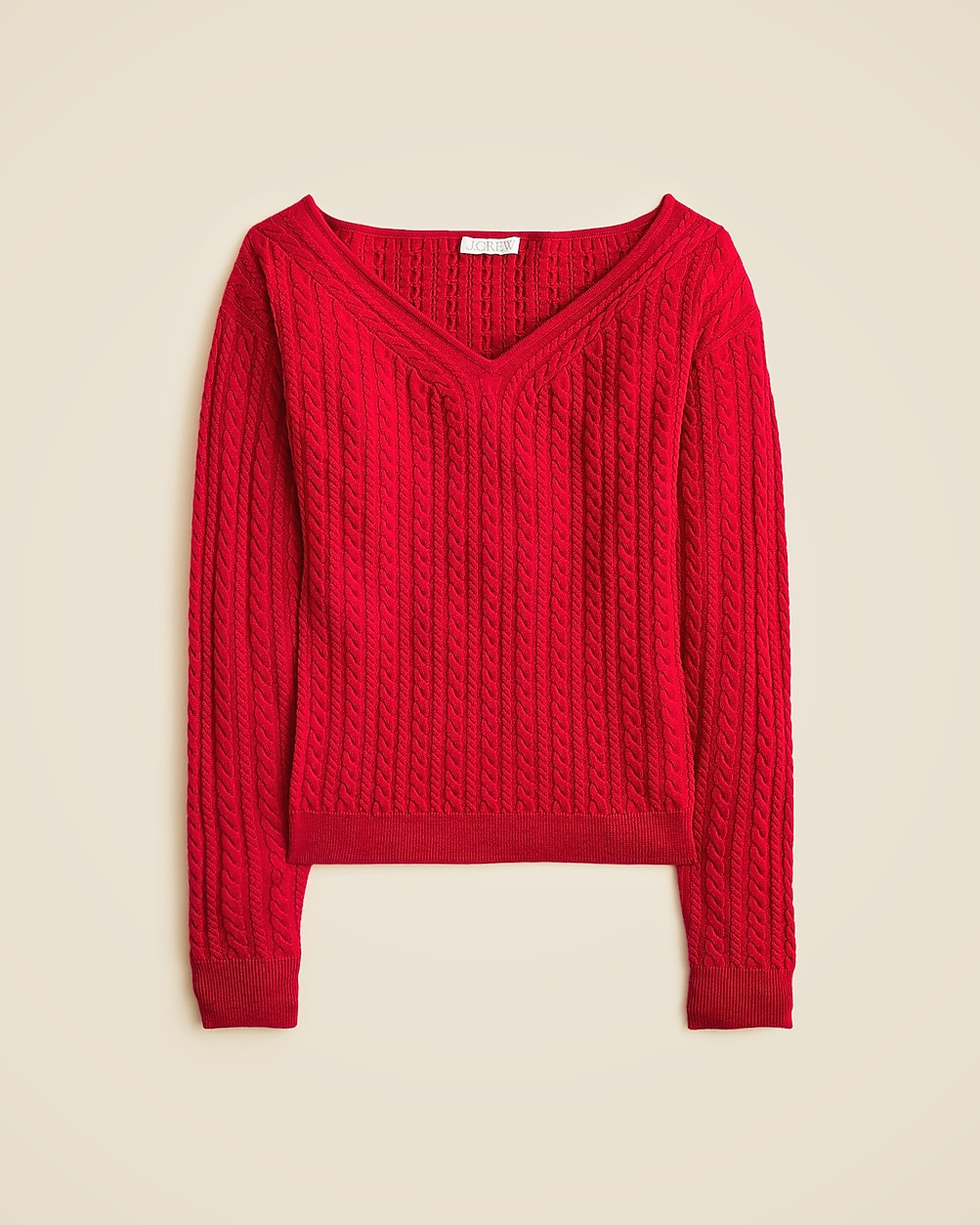 Cable-knit wide V-neck sweater in merino wool | J. Crew US
