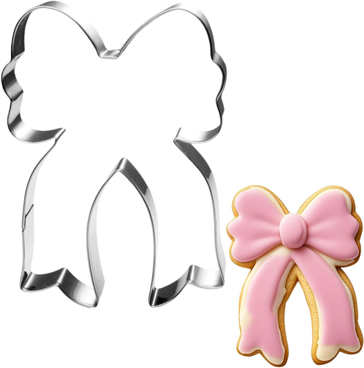 Bow Cookie Cutter with Long Ribbon- 4 Inch - Dishwasher Safe - Metal Cookie Cutter for Baking - Perfect for Baby Shower, Birthday, Wedding, and Holiday Cookies | Amazon (US)