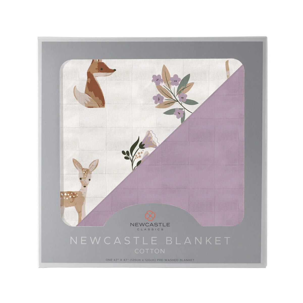 Sierra Fox and Deer and Orchid Lavender Cotton Newcastle Blanket | Newcastle Classics