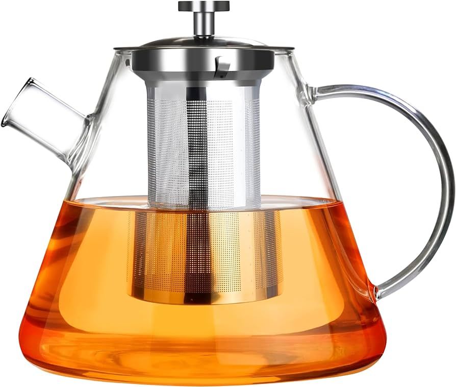 1500ml (52oz) Glass Teapot with Removable Stainless Steel Infuser Stovetop Safe Tea Kettle Bloomi... | Amazon (US)