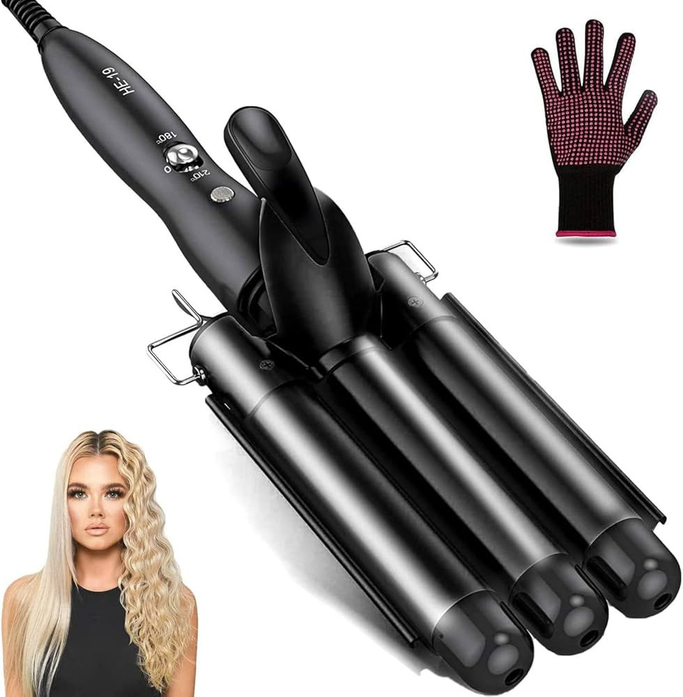 Hair Waver, 1 Inch 3 Barrel Curling Iron Wand 25mm Hair Crimper, Temperature Adjustable Heat Up Q... | Amazon (US)