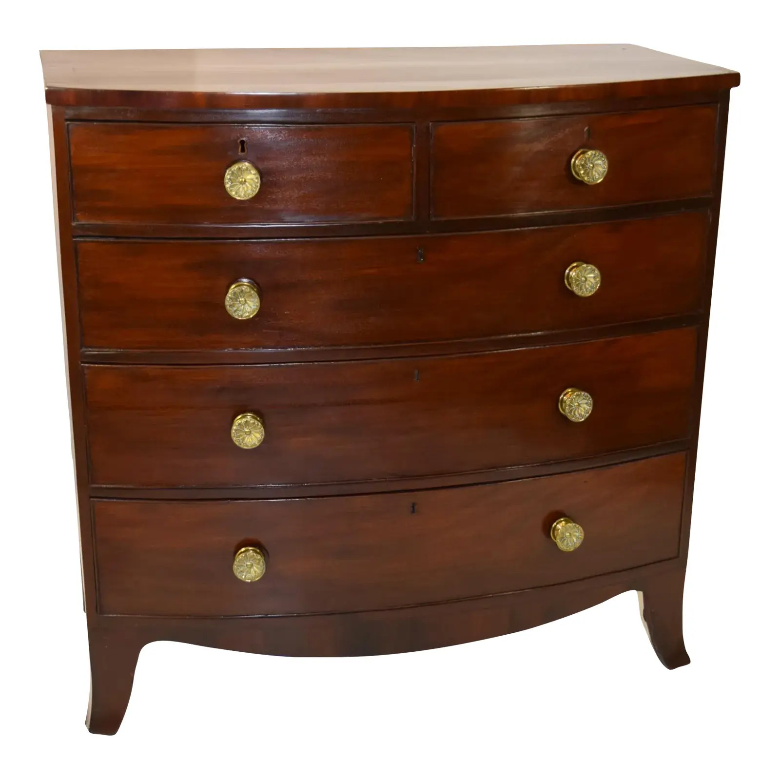 19-Century English Georgian Bow-Front Chest | Chairish