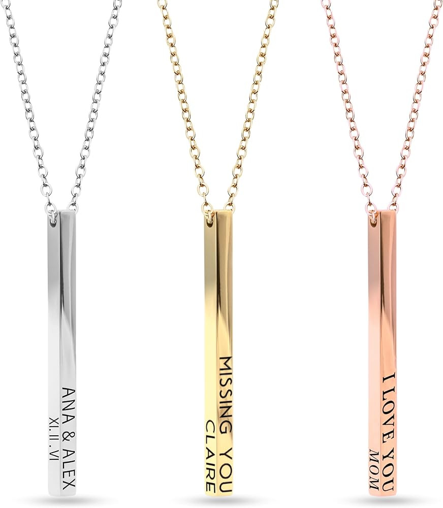 MignonandMignon Personalized Coordinates Necklaces for Women Gift for Her Custom Engraved Bar Jew... | Amazon (US)
