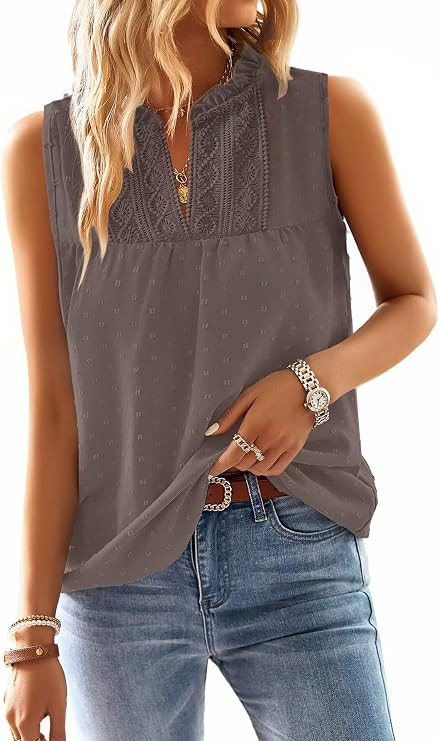 Falechay Womens Summer Tops V Neck Blouses for Women Boho Clothing Dressy Casual Flowy Lace Sleev... | Amazon (US)