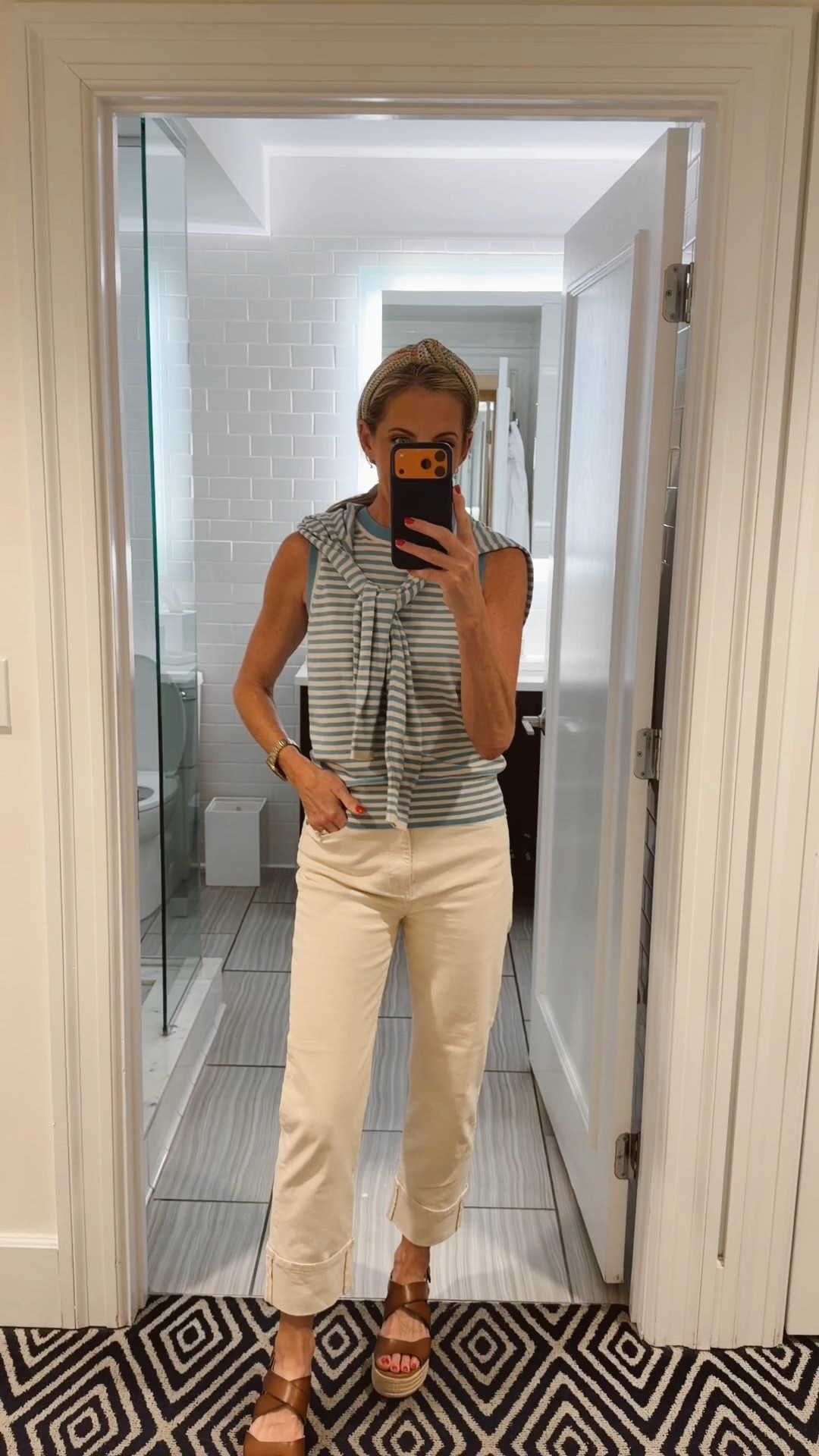 Saturday’s outfit of the day is the $18 teal striped sweater shell with a matching $22 cardigan. The jeans I have on are older but I linked a Walmart par. Wearing XS in tops  

#LTKdayinmylife #LTKootd #LTKgrwm