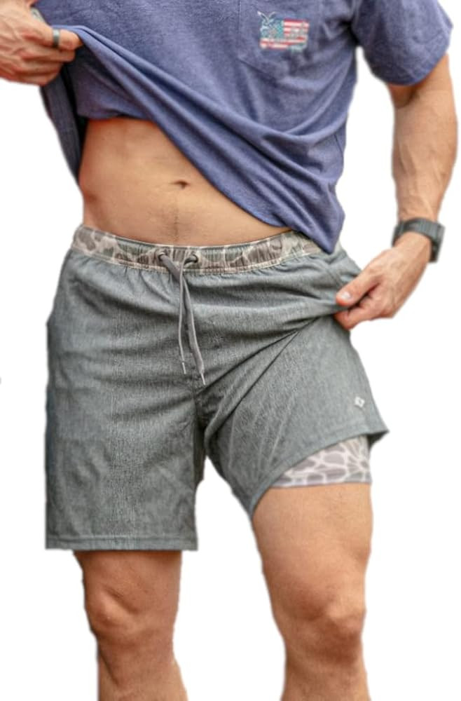 Burlebo Men's Athletic Workout 5.5" Inseam Shorts with Built-in Liner | Amazon (US)