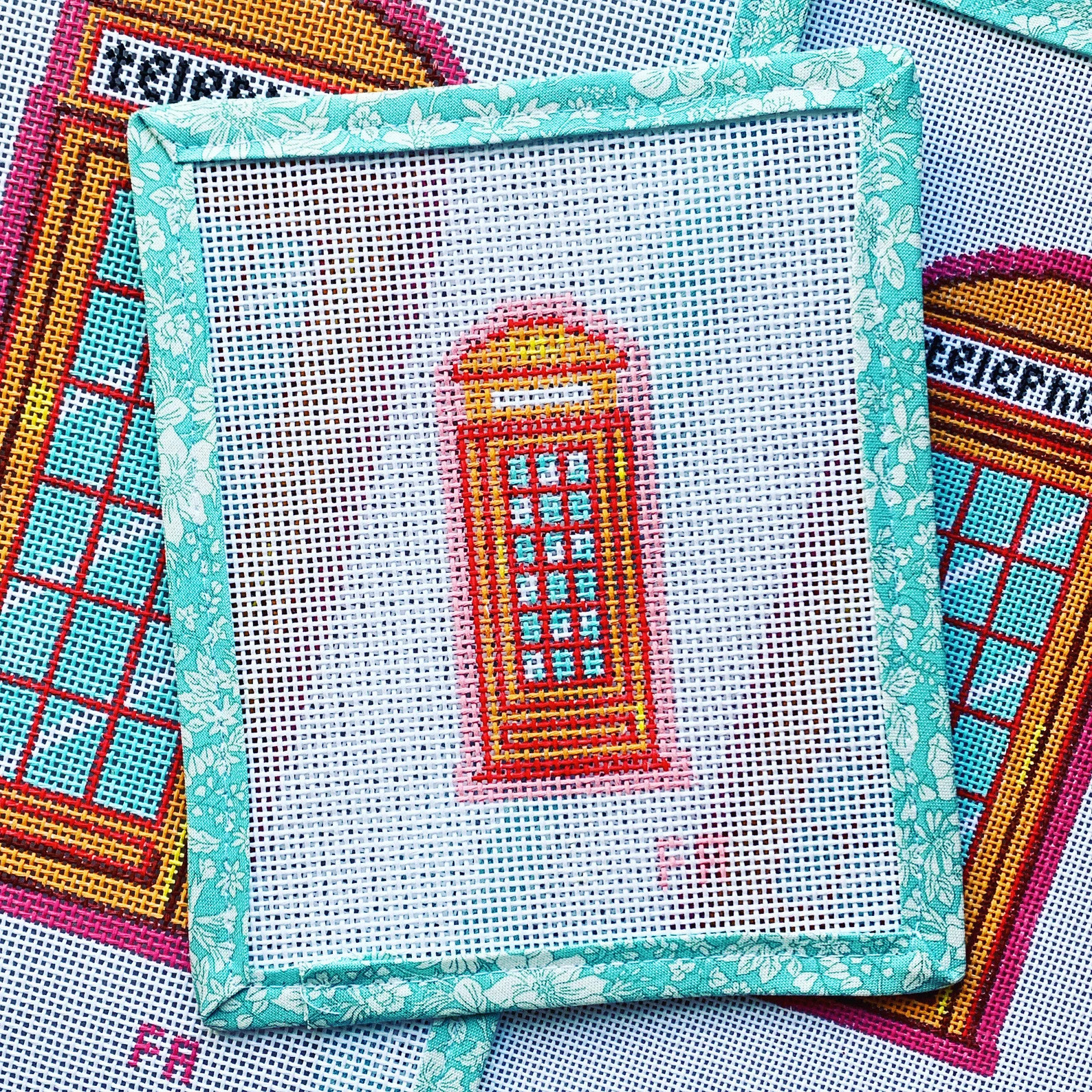 Mini London Telephone Booth Handpainted Needlepoint Canvas - Etsy | Etsy (US)