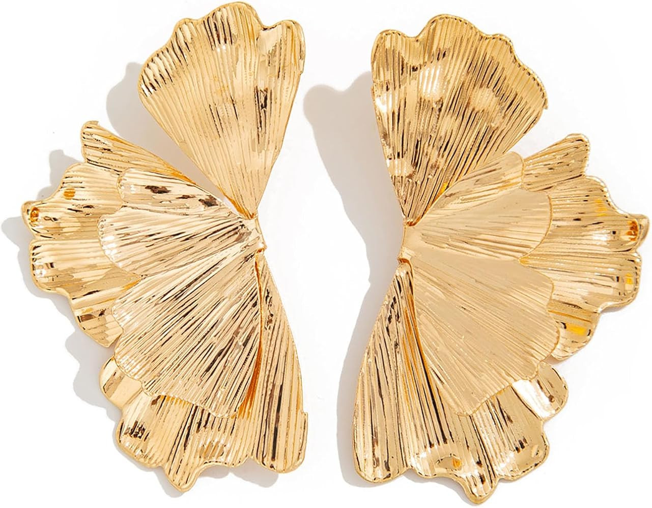 Chunky Gold Statement Earrings for Women Boho Gold Flower Earrings Large Gold Earrings Gold Leaf ... | Amazon (US)