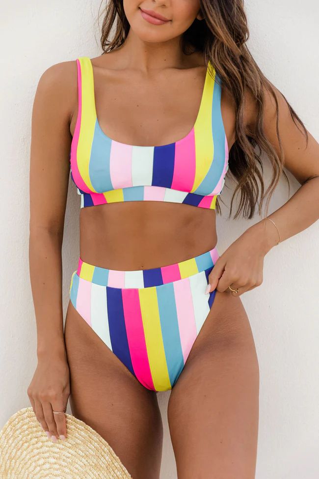 Rainbow Dreams Rainbow Stripe Bikini Top FINAL SALE | Pink Lily