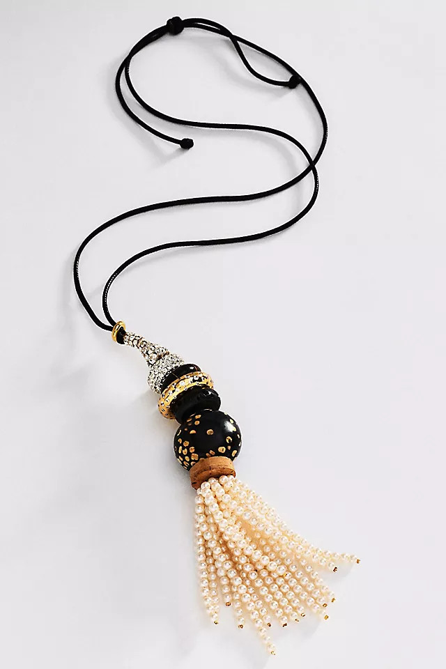 Long Corded Beaded Tassel Pendant Necklace | Anthropologie (US)