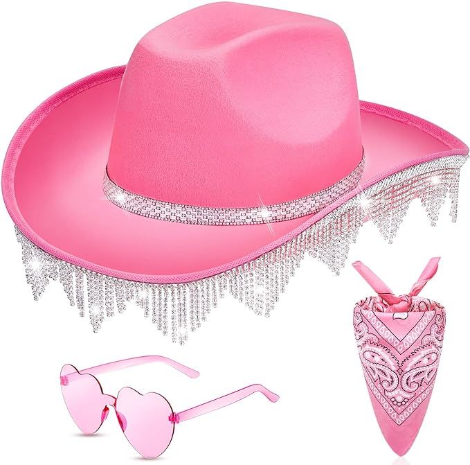 Hercicy Rhinestone Cowgirl Hat Cowboy Hat Glitter Cowboy Hat for Men Women Halloween Concert Cosp... | Amazon (US)