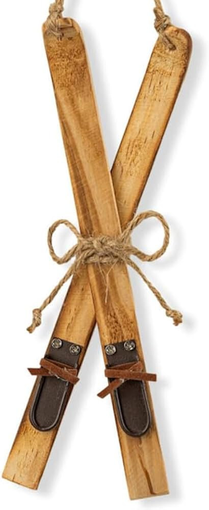 The Bridge Collection 7" Wooden Set of Snow Skis Ornament - Rustic Natural Wood Skiers Winter Dec... | Amazon (US)