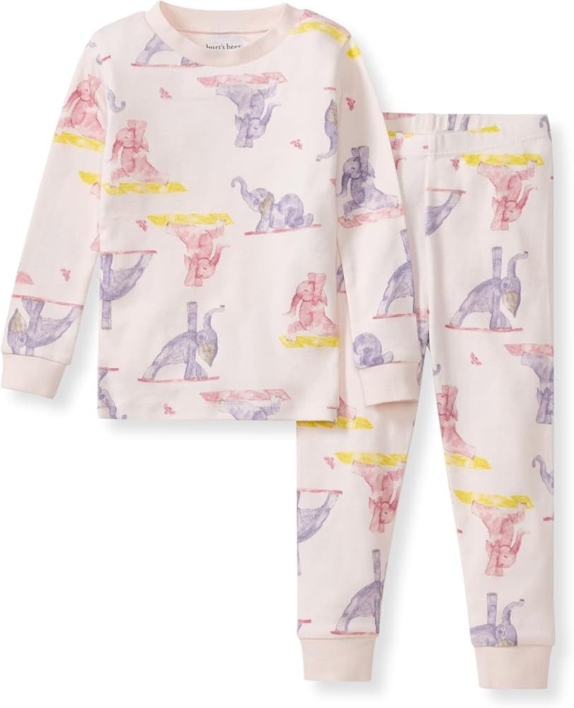 Burt's Bees Baby Girls' Pajamas, 2-Piece Long Sleeve Tee and Pants Organic Cotton PJ Set | Amazon (US)