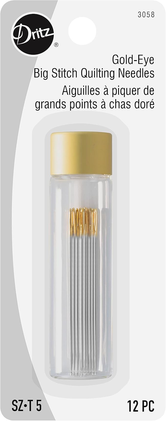 Dritz Gold-Eye Big Stitch Quilting Needles, Size 5, 12 Count,Silver | Amazon (US)