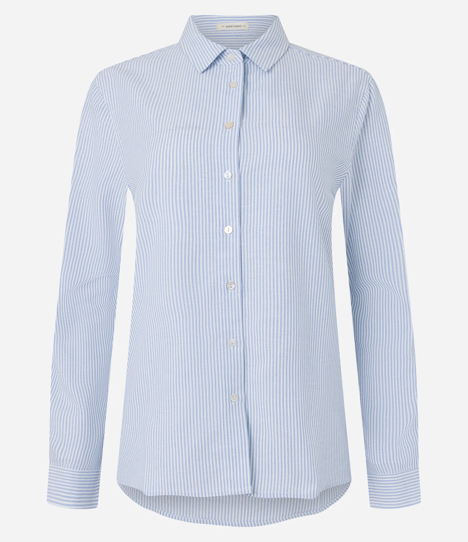 Camisa Manga Longa em Viscolinho Listrado Azul - Lojas Renner | Renner (BR)