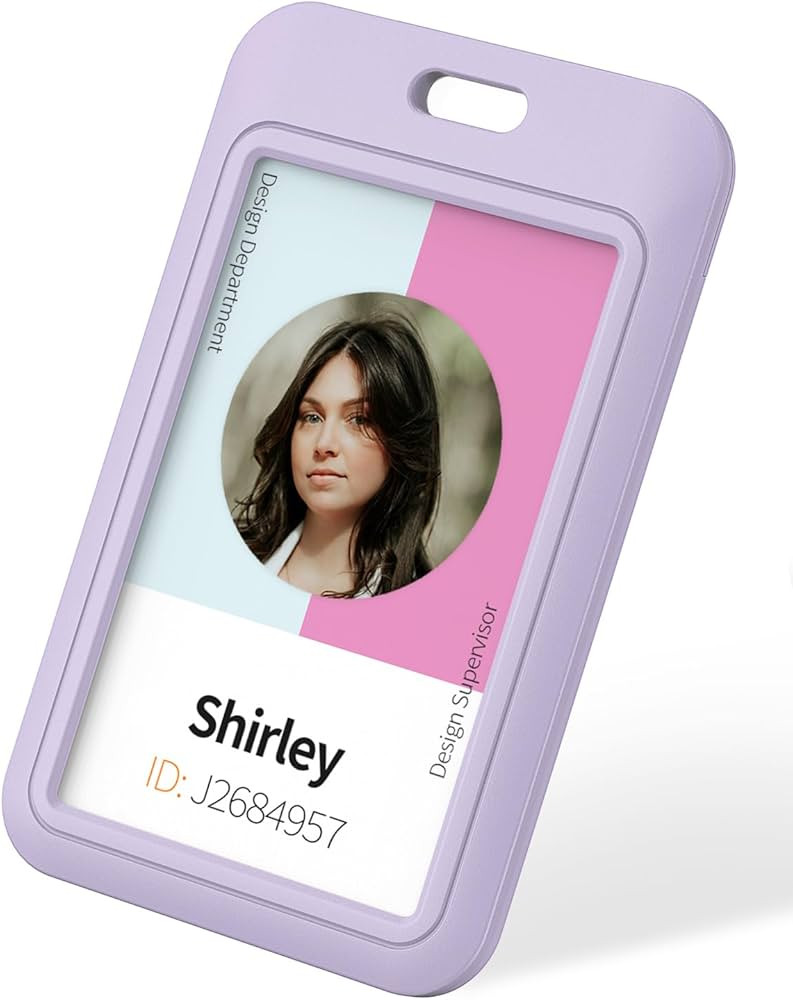 Uniclife 1 Pack Sliding ID Badge Holder Vertical Hard Plastic Case with Clear Window Light-Purple... | Amazon (US)