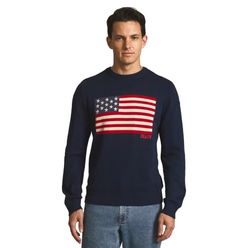 Chaps Men's Classic Fit Ultra Soft Embroidered American Flag Sweater | Amazon (US)