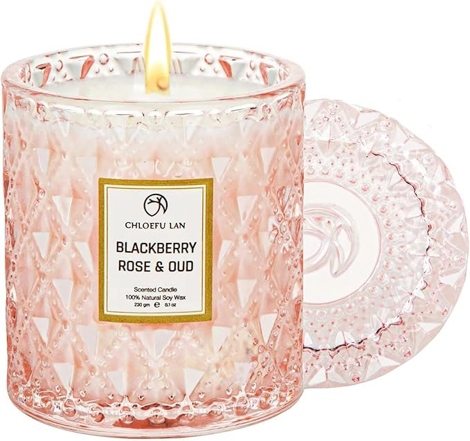 Chloefu LAN Rose Scented Candle, Oud Candles Gifts for Women, Pink Candles for Home Scented, 55 H... | Amazon (US)