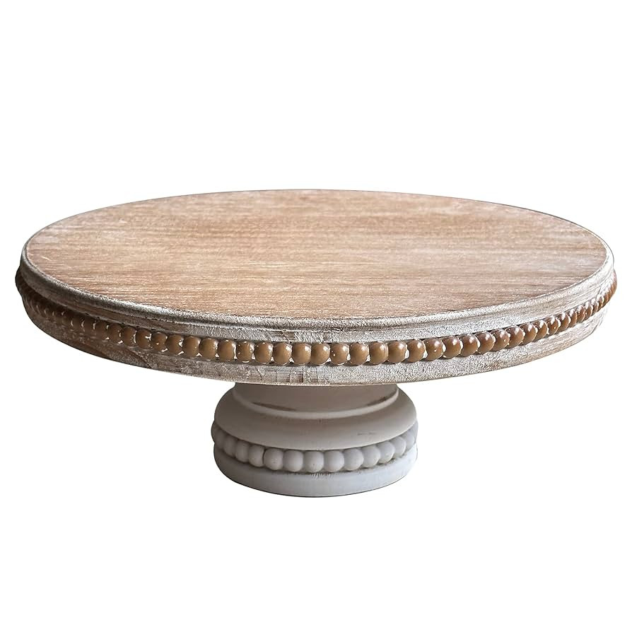 Large Round Wood Risers for Display, 12" Decorative Rustic Farmhouse Cake Stand Pedestal Tray for... | Amazon (US)