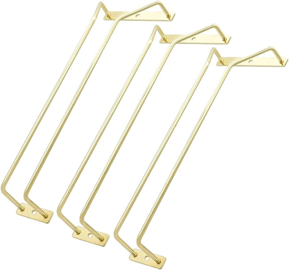 12-Inch Gold Wine Glass Rack Under Cabinet, Set of 3 | Amazon (US)