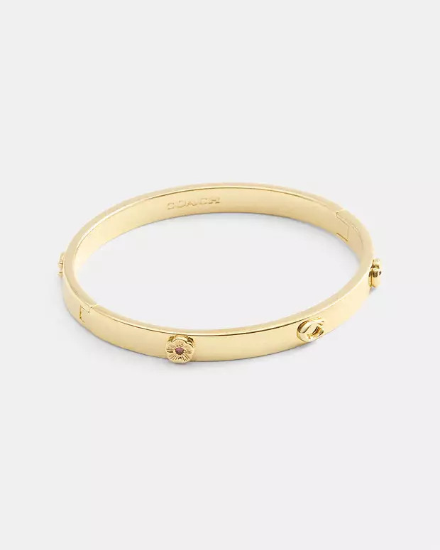 Tea Rose Signature Hinged Bangle | Coach Outlet US