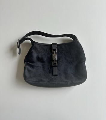 RARE Gucci Tom Ford 90s Mini Jackie Purse Fur Black Shoulder Bag | eBay US